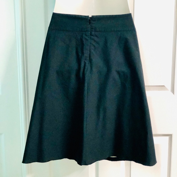 EXPRESS Black Cotton @Knee Embroidered Flowers Mesh Cut Outs A-Line Skirt~10 - Picture 6 of 8